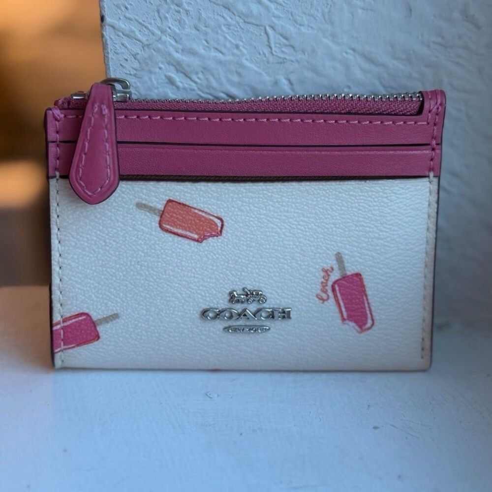 Coach C4550 Mini Skinny ID Case Keychain Wallet in Popsicle Print - Picture 3 of 12